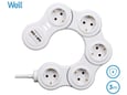 WELL električni podaljšek EXTSR-5S3M-USB, 3m, bela