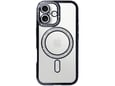ONASI silikonski ovitek Luxury MagSafe za iPhone 17, prozorna črna,