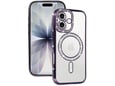 ONASI silikonski ovitek Luxury MagSafe za iPhone 17, prozorno vijola