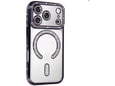 ONASI silikonski ovitek Luxury MagSafe za iPhone 17 Pro Max, prosojna vijolična z bleščicami