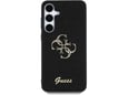 GUESS ovitek za silikonski GUHCS25SHG4SGK Samsung Galaxy S25 5G, črn z bleščicami in zlatim logom