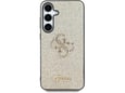GUESS ovitek za silikonski Samsung Galaxy S25 5G, črna z bleščicami in zlatim logom