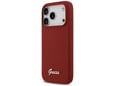 Maska za iPhone 17 Pro Guess Silicone Script Metal Logo MagSafe Phone Case Cover crvena