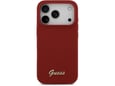 Maska za iPhone 17 Pro Guess Silicone Script Metal Logo MagSafe Phone Case Cover crvena