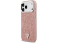 Maska za iPhone 17 Pro Max Guess Glitter Triangle Logo MagSafe pink