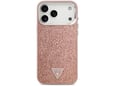 Maska za iPhone 17 Pro Max Guess Glitter Triangle Logo MagSafe pink