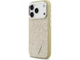 Maska za iPhone 17 Pro Guess Glitter Triangle Logo MagSafe zlatna