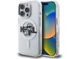 KARL LAGERFELD ovitek za MagSafe Karl and Choupette iPhone 16 Pro Max, prozoren z bleščicami