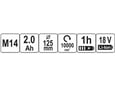 Yato Akumulatorska ugaona brusilica 125 mm 18 V 1 baterija x 2 Ah