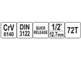 Yato račna ravna 1/2" 265 mm 72 zuba CrV