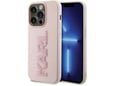 Maska Karl Lagerfeld 3D Rubber Glitter Logo za iPhone 15 Pro roze