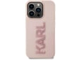 Maska Karl Lagerfeld 3D Rubber Glitter Logo za iPhone 15 Pro roze