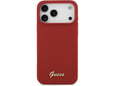 Maska Guess Silicone Script Metal Logo MagSafe Phone Case Cover za iPhone 17 Pro Max crvena