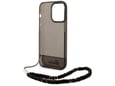 Maska Guess za iPhone 14 Pro hardcase Translucent Pearl Strap crna.