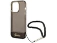 Maska Guess za iPhone 14 Pro hardcase Translucent Pearl Strap crna.