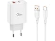 Kucni punjac KONFULON Joko JK87 PD 30W/ USB Q.30W sa kablom USB na Type-C beli 1m