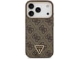 Maska za iPhone 17 Pro zlatno braon Guess 4G Triangle Logo MagSafe