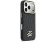 Maska Karl Lagerfeld Croco KL Script Logo MagSafe za iPhone 17 Pro crna