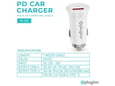 Auto punjač Pluginn PI-21S PD 20W QC 3.0 18W sa USB na iPhone Lightning kabel