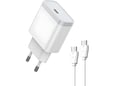 Kućni punjač LDNIO Q122 PPS PD,27W sa kablom Type-C na Type-C kabel beli