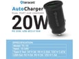 Auto punjač Teracell Evolution TC-10 PD 20W, USB QC3.0 15W sa Lightning kablom crni