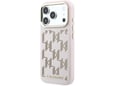 KARL LAGERFELD ovitek za usnjen PU Perforated Monogram iPhone 17 Pro Max, roza