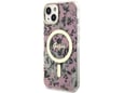 GUESS ovitek Flowers za iPhone 13 6.1, roza, GUHMP13MHCFWSP