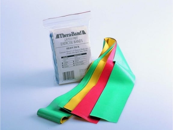 THERA-BAND elastični trak lažji brez lateksa TB 11883 rumen, rdeč in zelen