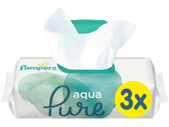 PAMPERS vlažilni robčki Aqua Pure, 3x48 kos